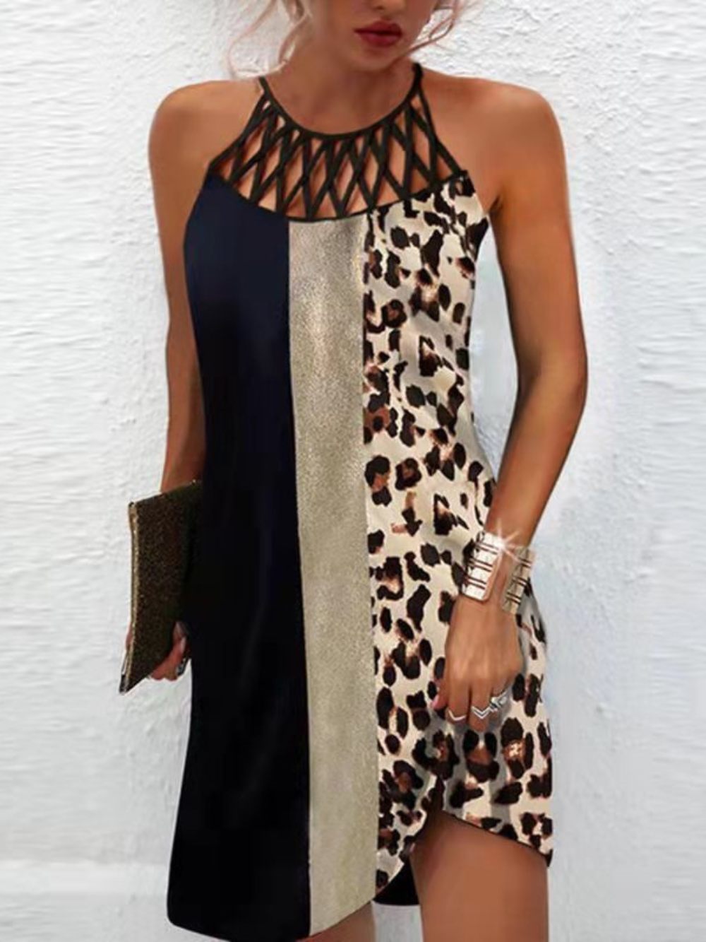 Emily ljetna haljina za žene – haljina s naramenicama na vrat s tropskim uzorkom i prozračnim krojem za plažu i doručak