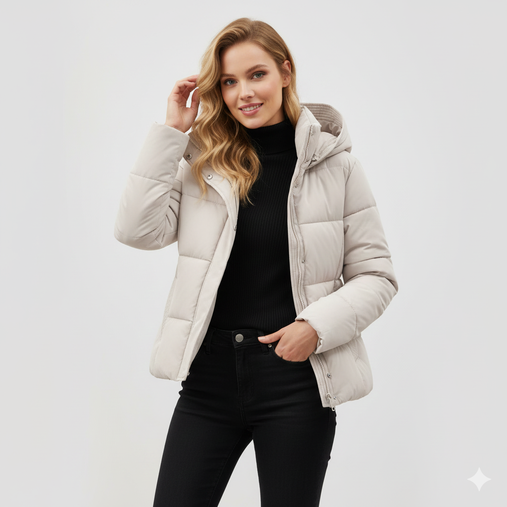 Leyna Piumino Donna – Cappotto Cinturato con Cappuccio Caldo e Taglio Elegante