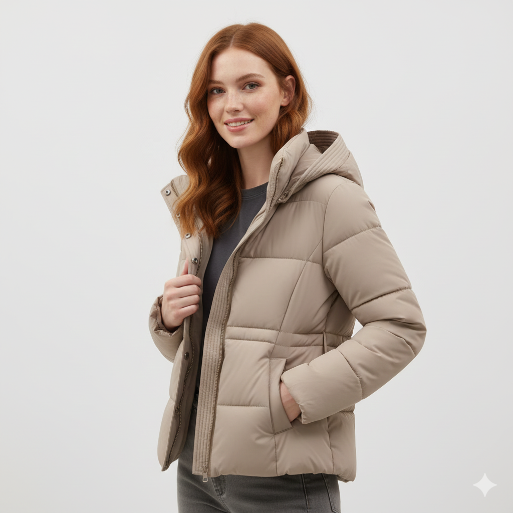 Leyna Piumino Donna – Cappotto Cinturato con Cappuccio Caldo e Taglio Elegante