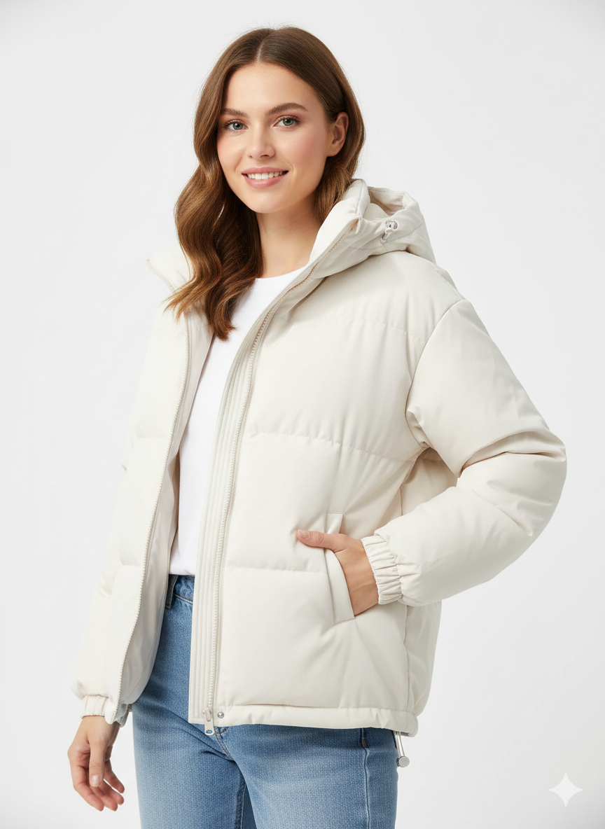 Lindyn naisten toppaliivi – lämmin takki hupulla ja mukavalla suoralla leikkauksella