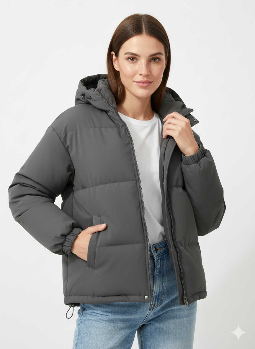 Lindyn naisten toppaliivi – lämmin takki hupulla ja mukavalla suoralla leikkauksella