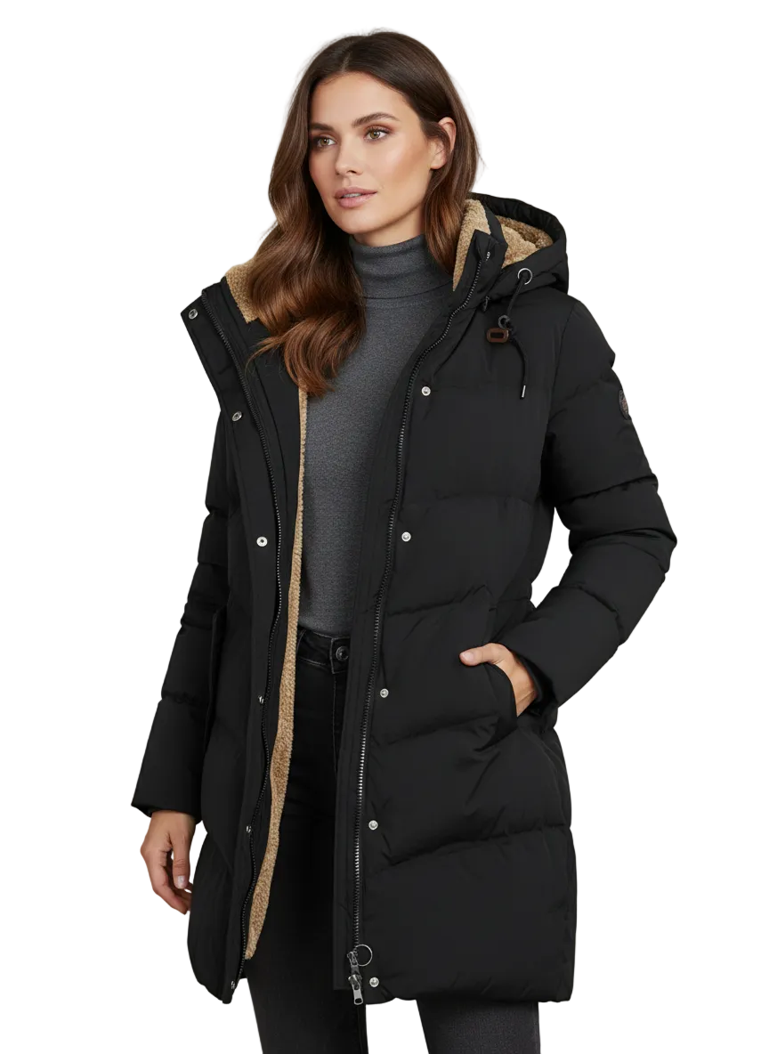 Alexandra Manteau Long à Capuche pour Femme – Veste d’Hiver Élégante à Coupe Confortable