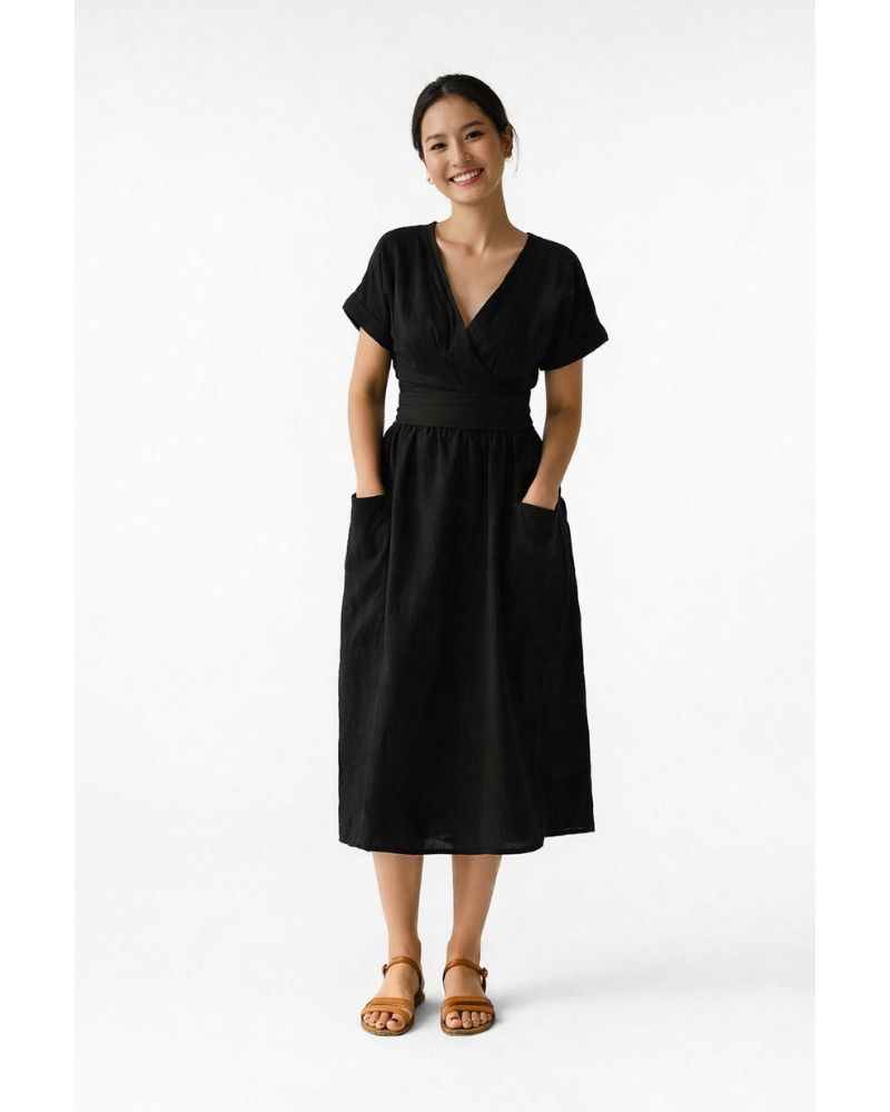 Lottie Jurk Portefeuille en Linnen – Elegante Jurk van Natuurlijk Linnen Fris en Comfortabel