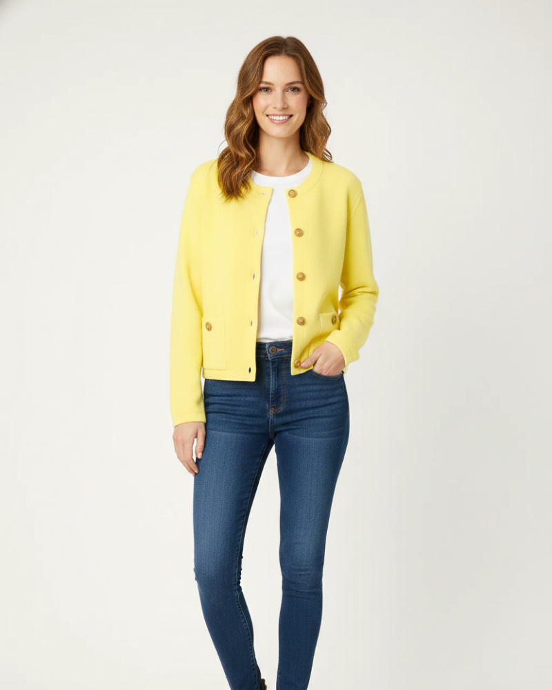 Μαρία Ζακέτα Court Femme – Λεπτή Δομημένη Πλέξη, Αντιθετικά Κουμπιά & Κομψό Στυλ