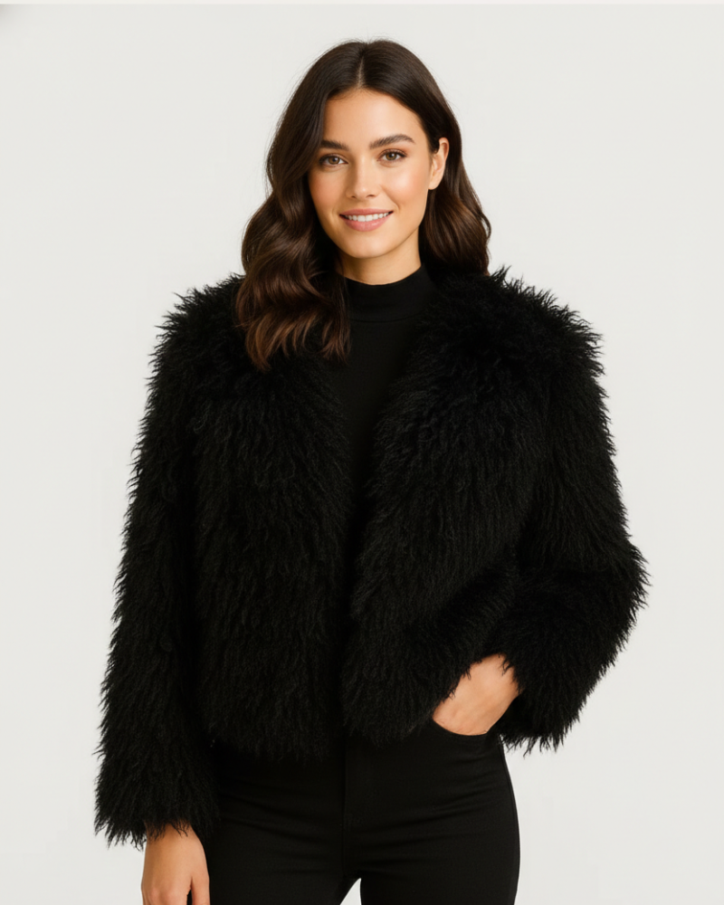 Melody Korte Damesjas van Namaakbont – Rijkelijke Volumes & Gedurfde Modestijl