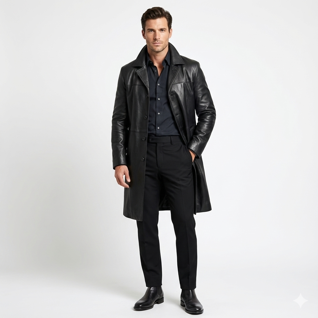 Marlo Trench Long Homme – Manteau Élégant à Boutonnage Classique Coupe Moderne