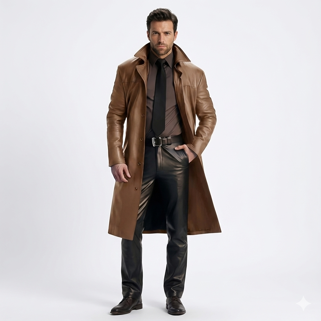 Marlo Trench Long Homme – Manteau Élégant à Boutonnage Classique Coupe Moderne