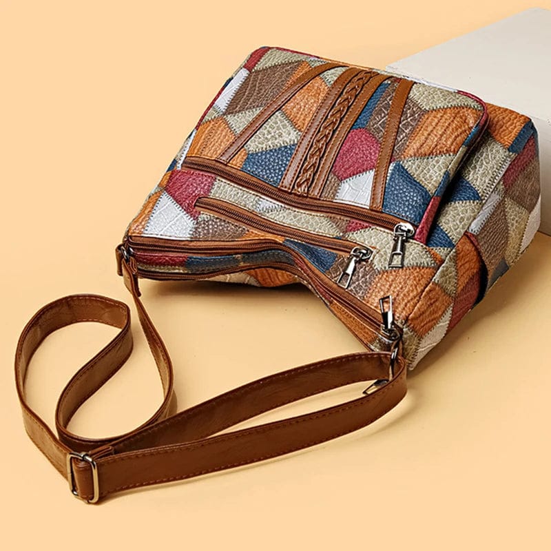 Marysol Sac à Main Femme – Patchwork-Ledertasche mit Mosaik-Design & praktischen Fächern