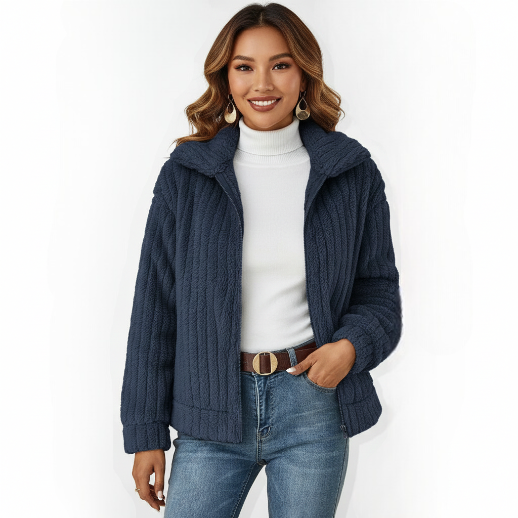 Majski prsluk dug od flisa za žene – elegantan i topao džemper s patentnim zatvaračem i džepovima