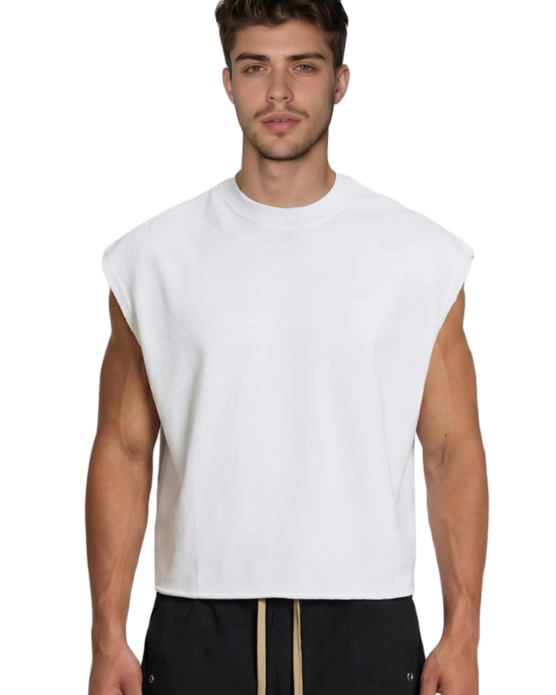 Zayn Débardeur Homme – Tank Top Cropped Oversized, Streetwear French Terry