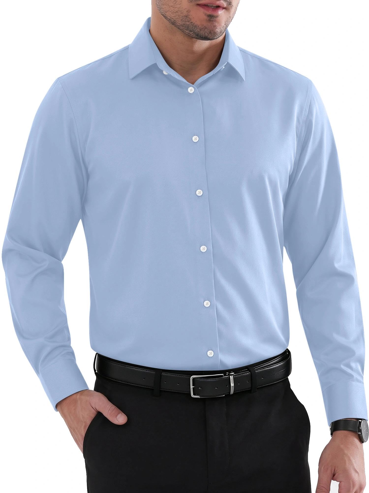 Louie Chemise Homme – Chemise Sans Plis Regular Fit, Col Renforcé & Manches Longues