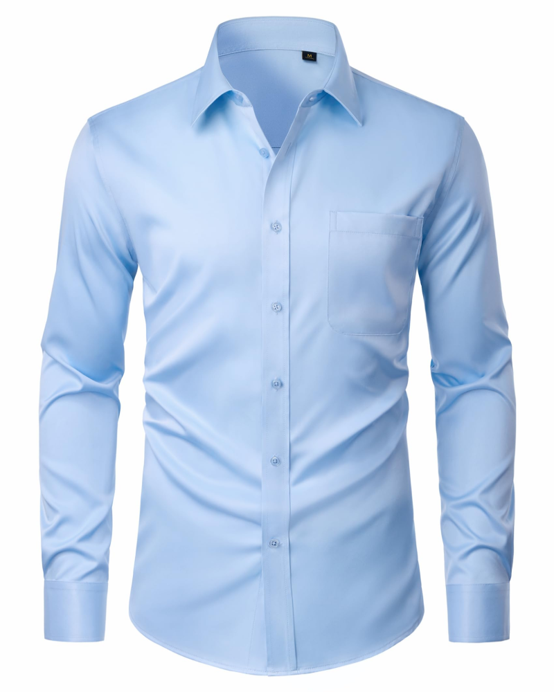 David Chemise Homme – Chemise Anti-Taches Stretch, Sans Plis & Manches Longues
