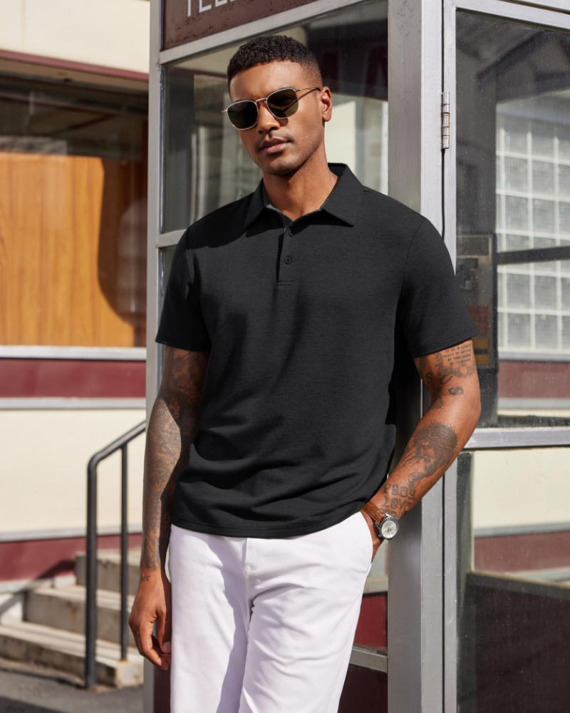 Maxime Polo Homme – Polo Manches Courtes Respirant, Style Golf & Casual Élégant