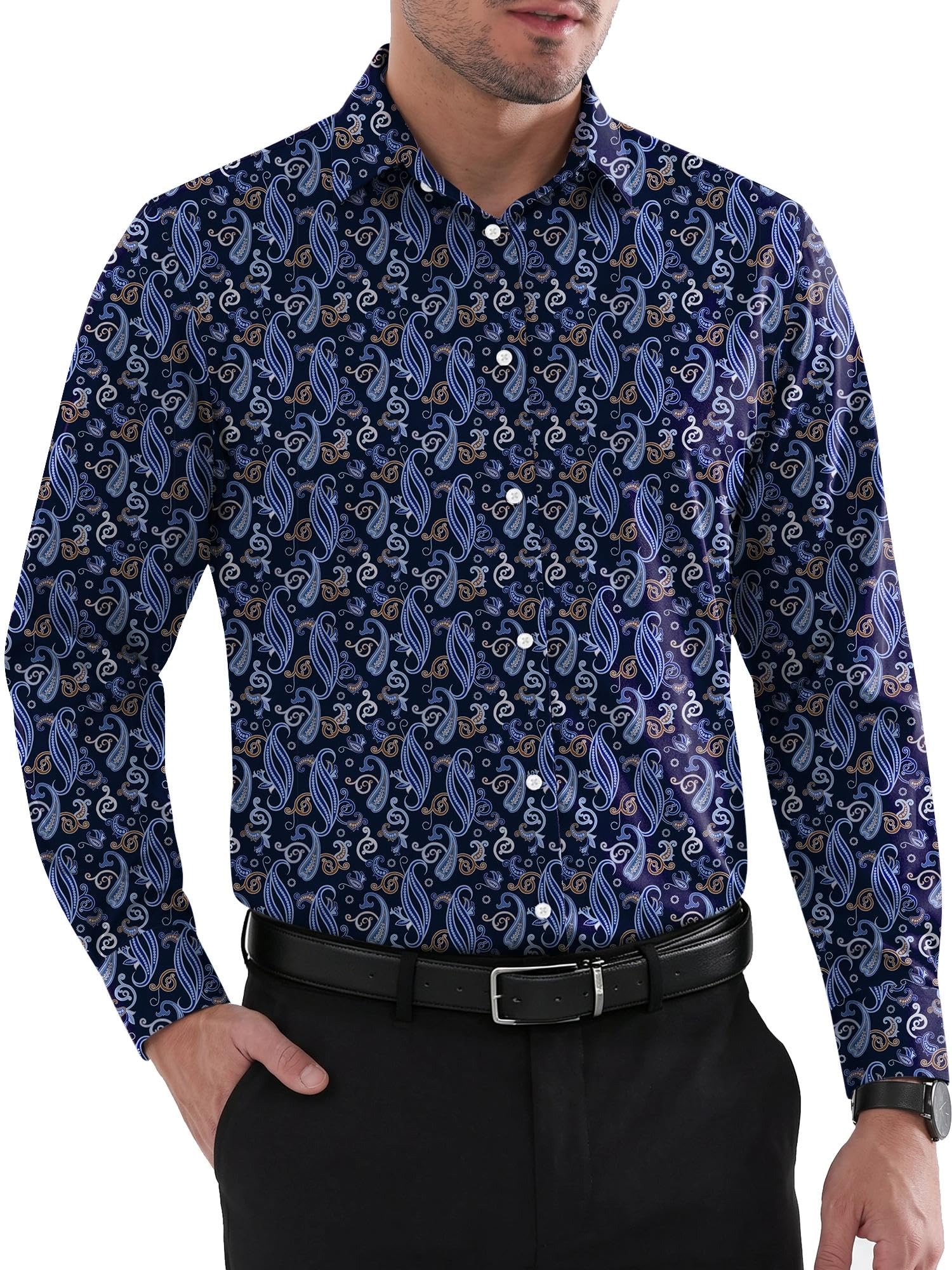 Louie Chemise Homme – Chemise Sans Plis Regular Fit, Col Renforcé & Manches Longues