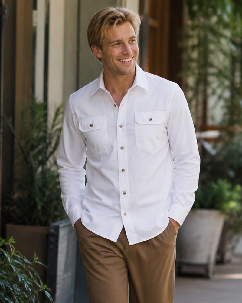 Thom Chemise Homme – Chemise Classique Manches Longues, Coupe Relax & Poches