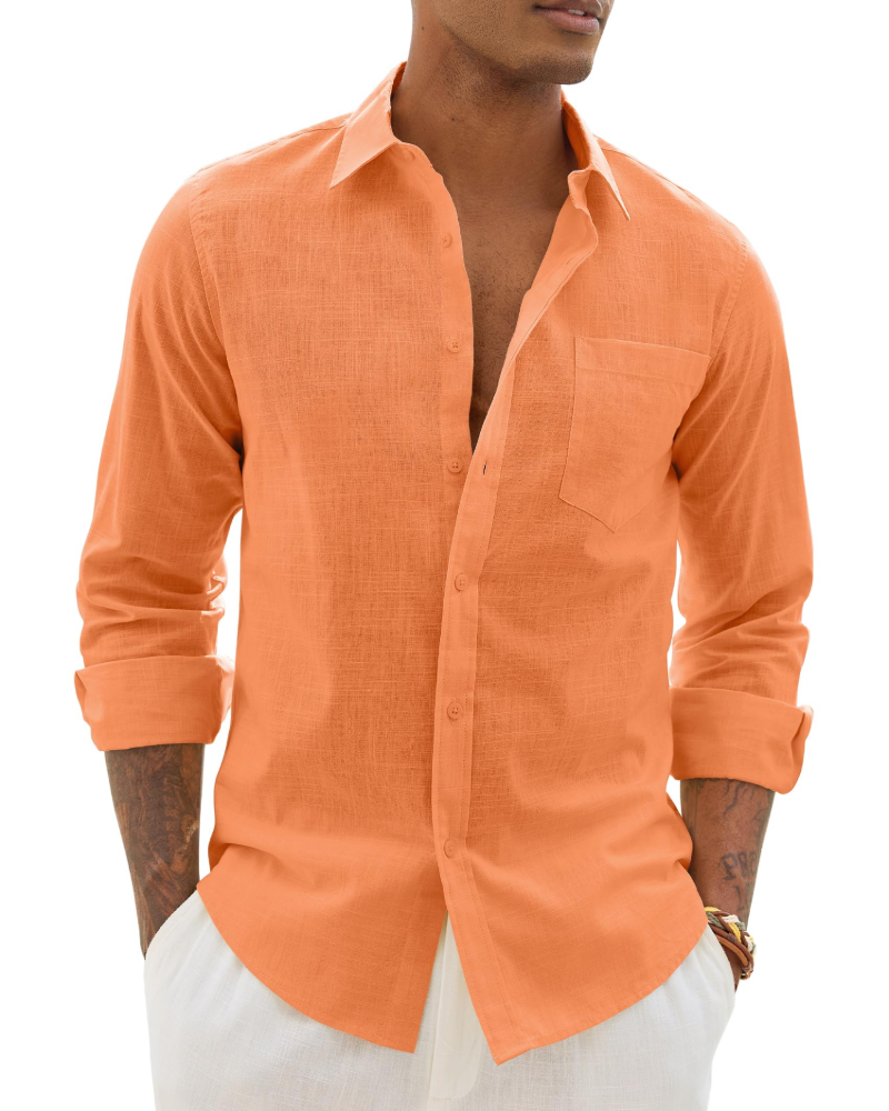 Hugo Chemise Homme – Chemise Coton Lin Manches Longues, Style Léger & Casual Chic