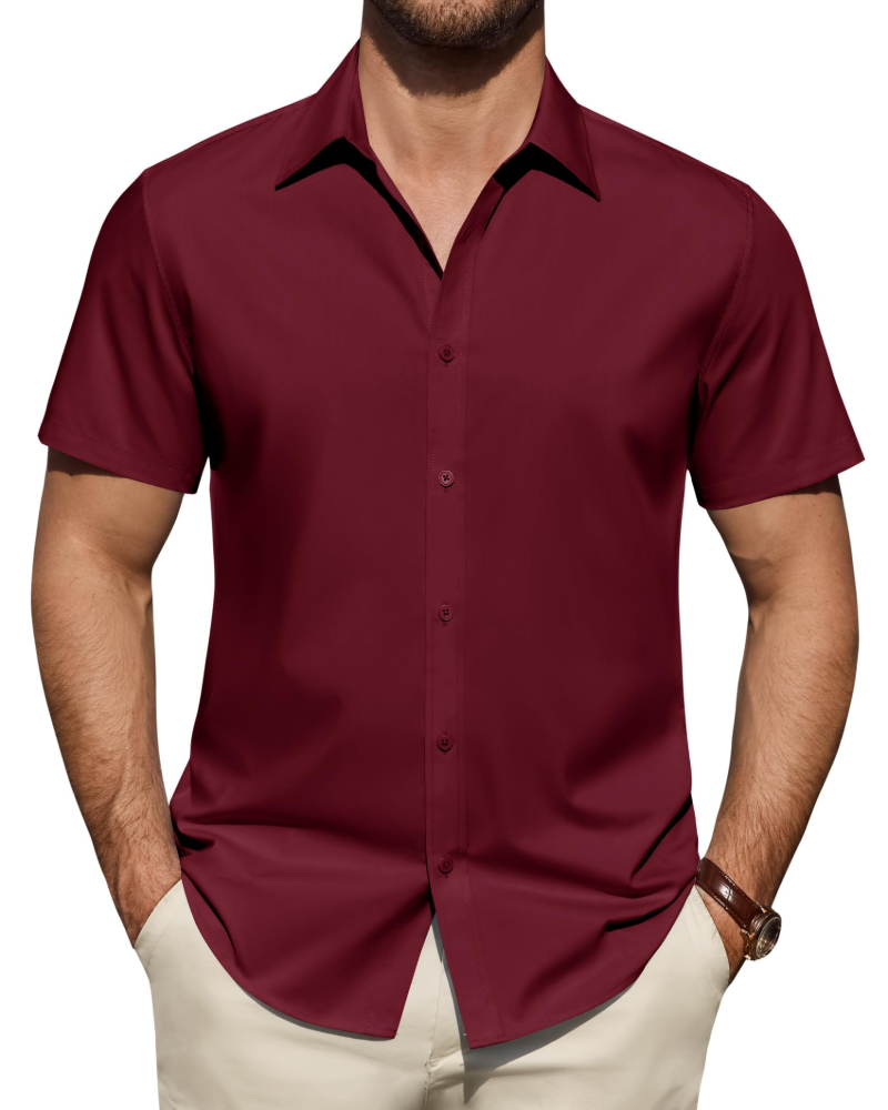 Julius Chemise Homme – Chemise Anti-Taches Stretch Manches Courtes & Style Business