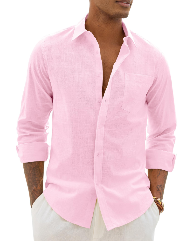 Hugo Chemise Homme – Chemise Coton Lin Manches Longues, Style Léger & Casual Chic