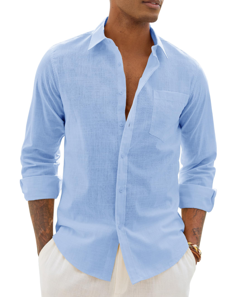 Hugo Chemise Homme – Chemise Coton Lin Manches Longues, Style Léger & Casual Chic