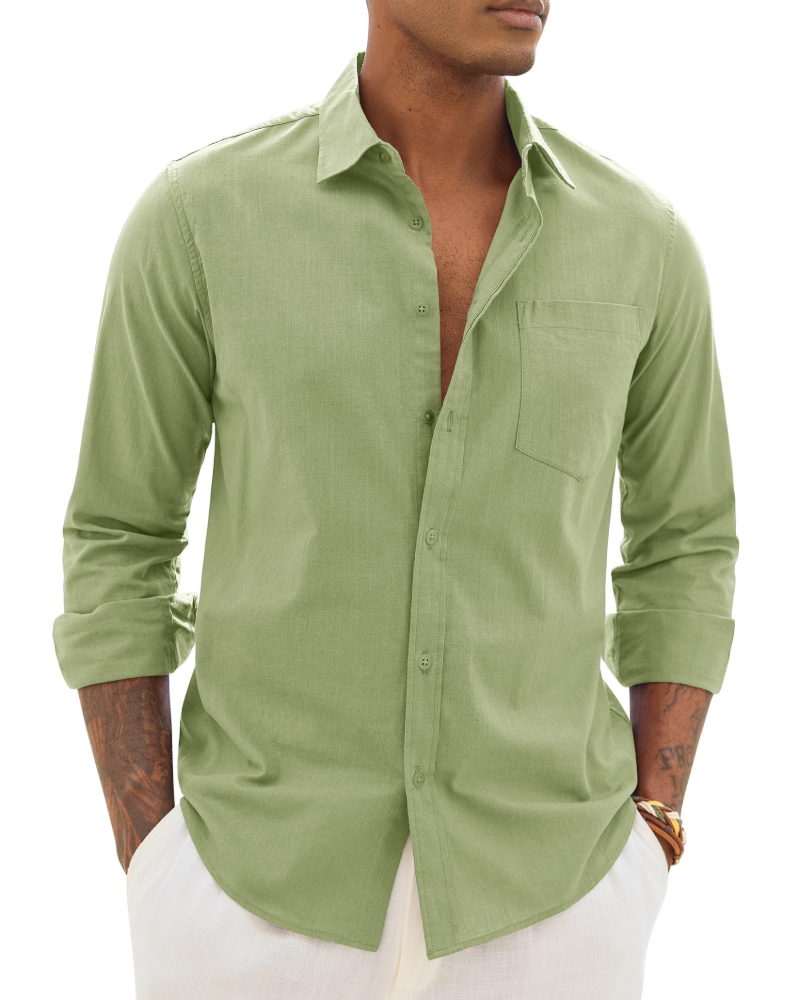 Hugo Chemise Homme – Chemise Coton Lin Manches Longues, Style Léger & Casual Chic