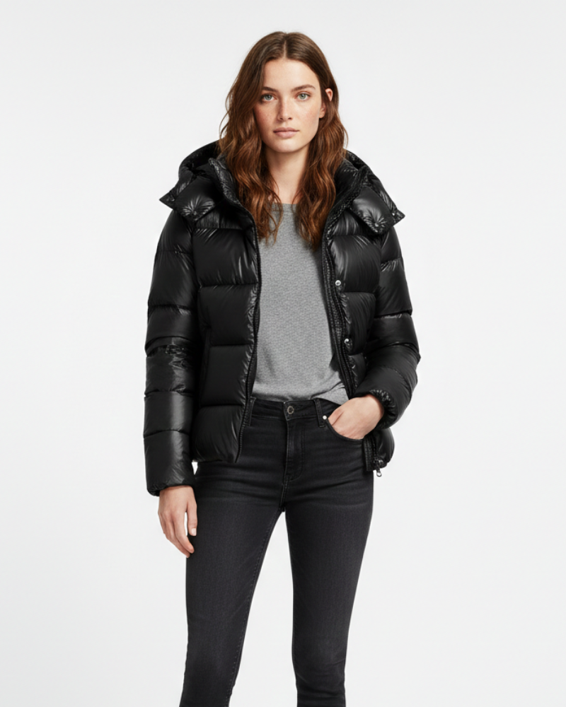 Natalie Donsjas voor Dames met Kap – Losse Pasvorm, Bolvormig Ontwerp & Winterse Warmte