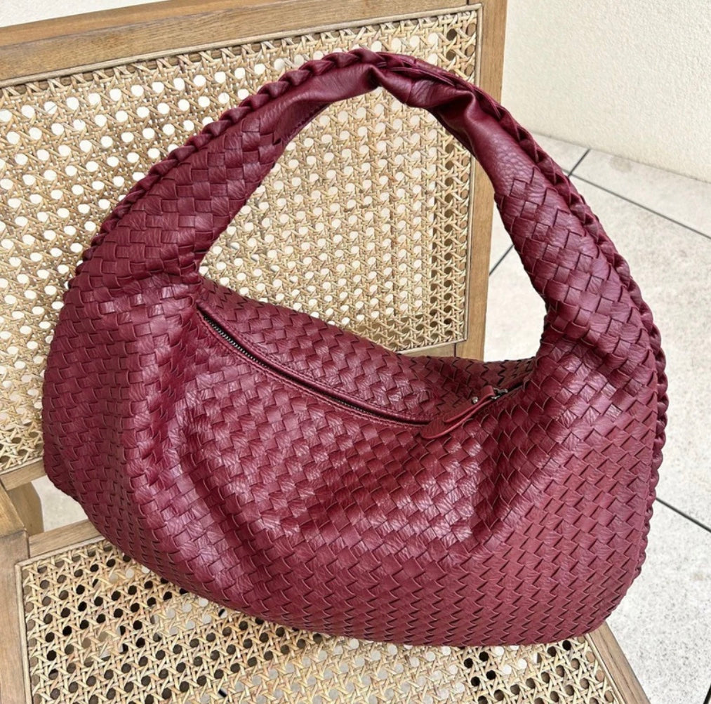 Noa Sac à Main Tressé Femme – Design Élégant en Cuir Végan avec Grand Espace et Fermeture Éclair