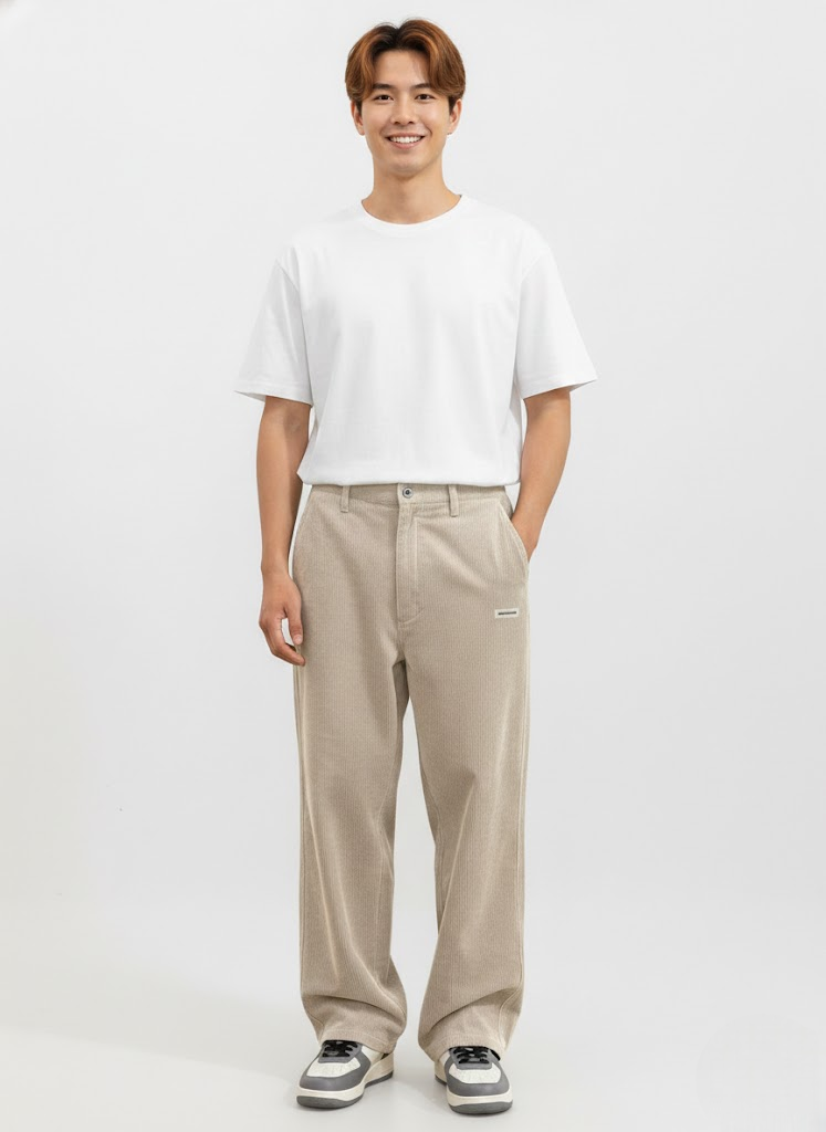 Noahry Pantalón Hombre en Terciopelo Acanelado Corte Holgado – Corte Recto, Comodidad y Estilo Streetwear