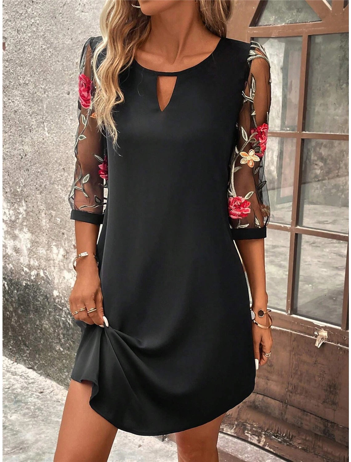 Sharina Dames Nachthemdjurk – Mini Zomerjurk met Bloemenprint & Licht Vloeiende Snit