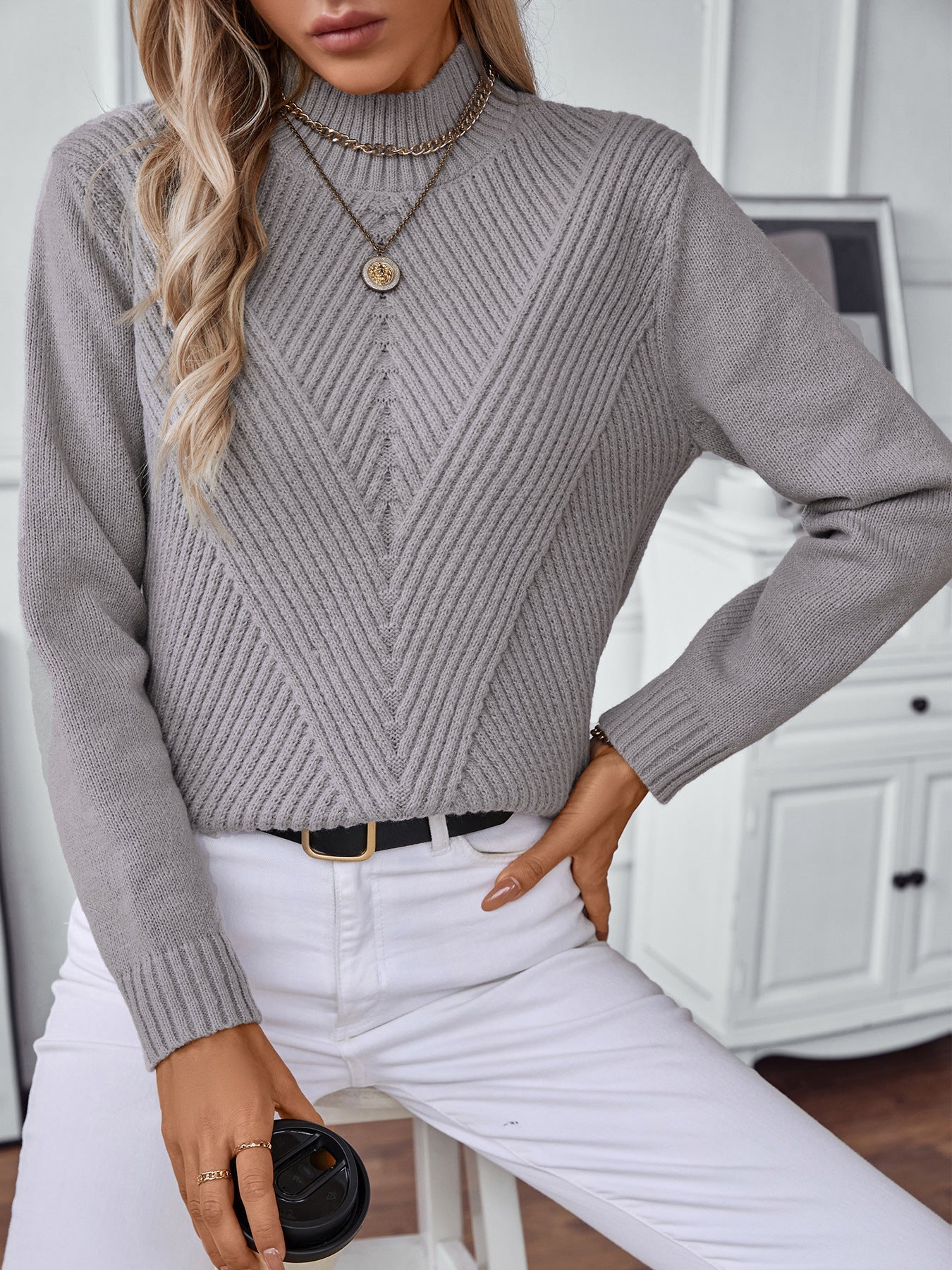 Margaret Pull Femme – Měkký pletený svetr s polorolákem Elegantní & Pohodlný Podzim/Zima