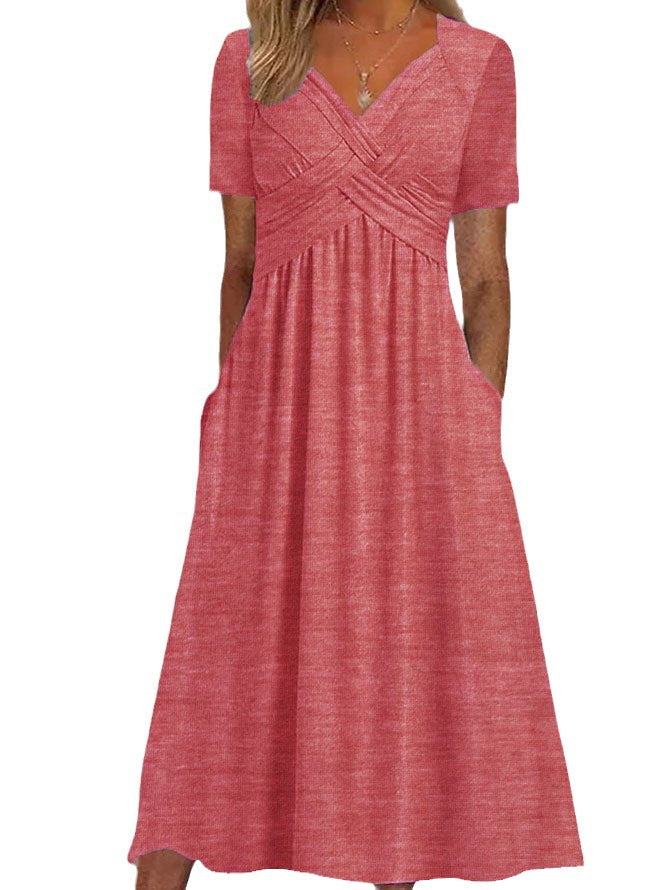 Elisabeth Midi-jurk Dames – Elegante jurk met V-hals, vloeiende pasvorm & tijdloze stijl