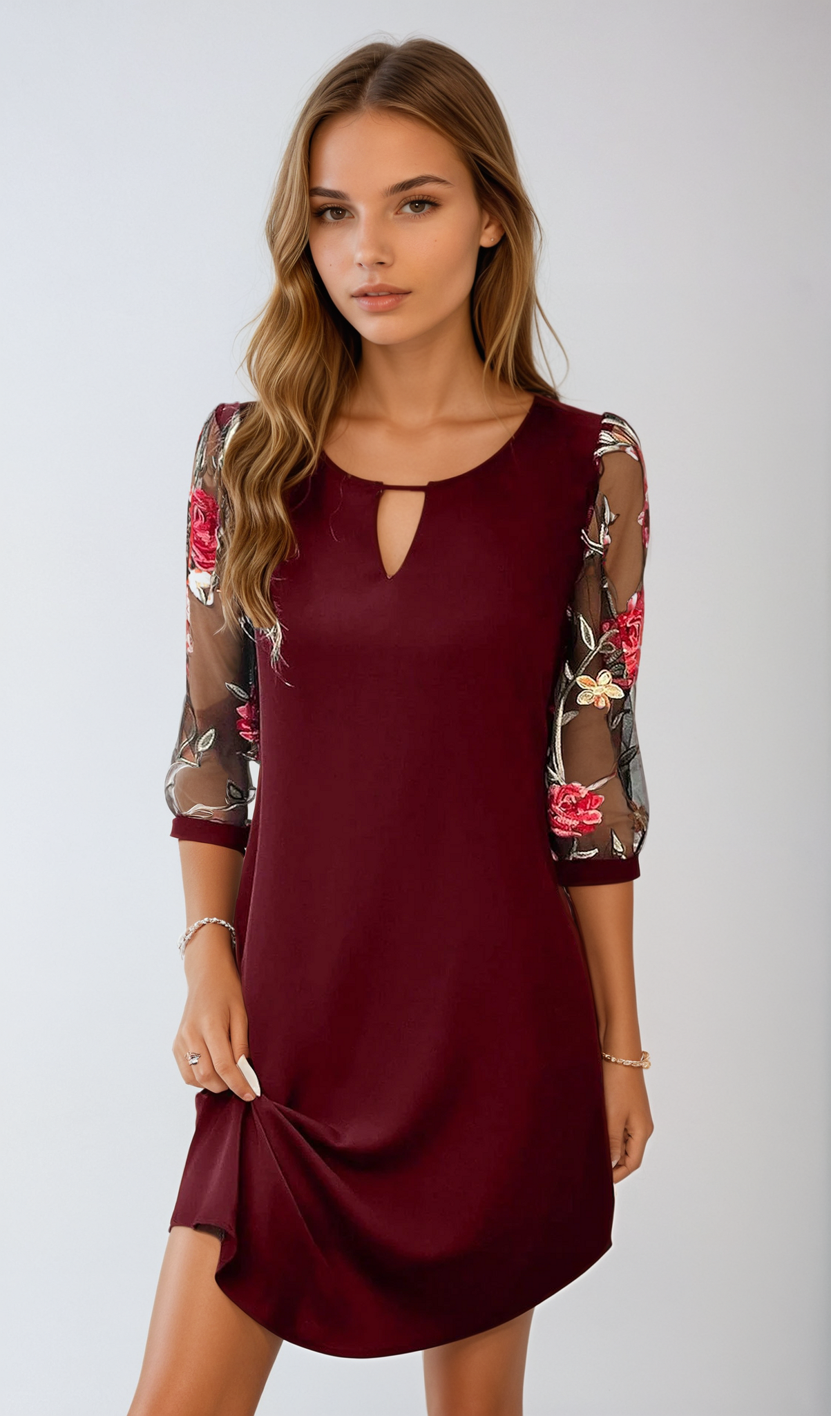 Sharina Robe Chemise Femme – Mini Sommerkleid mit Blumenmuster & leichter, fließender Schnitt