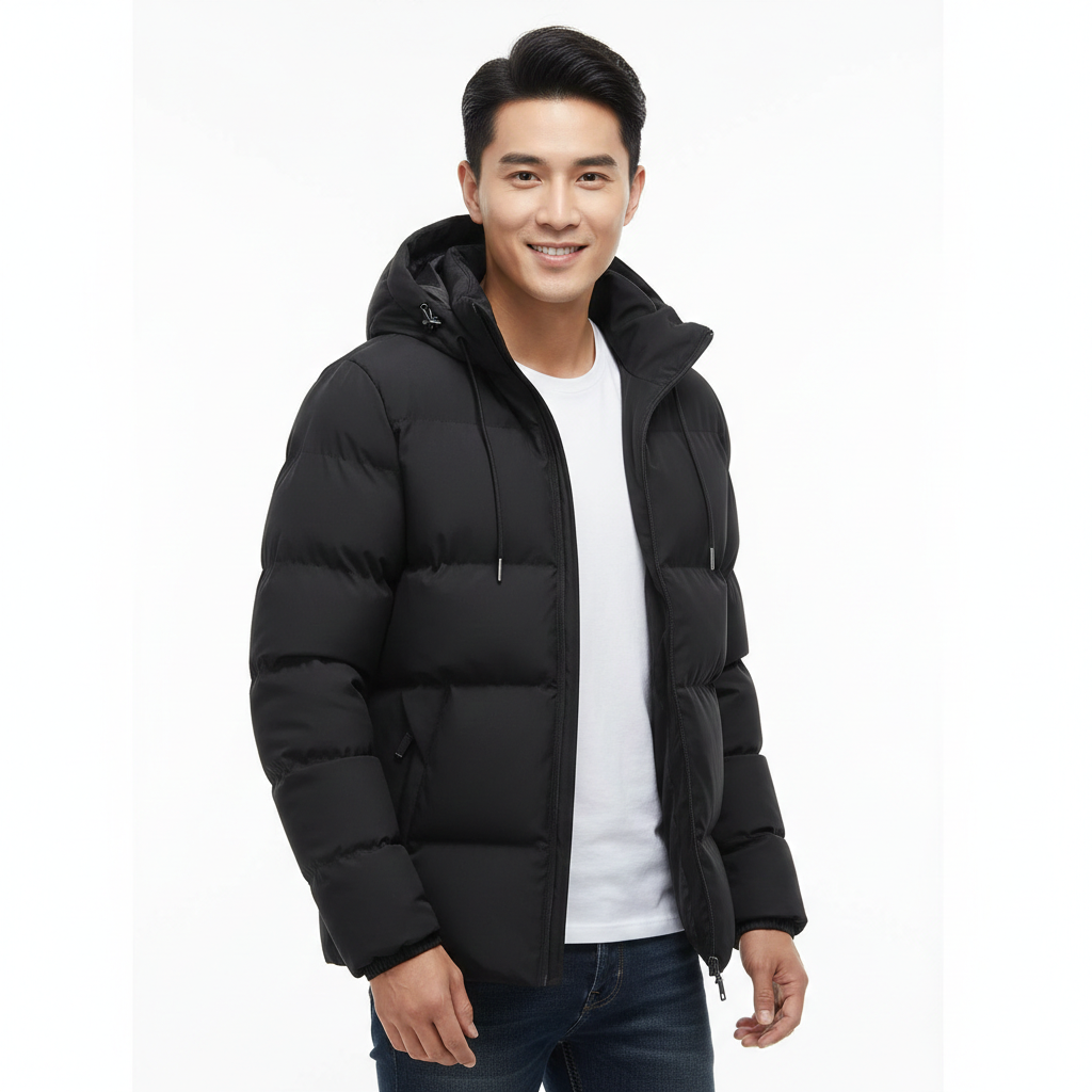 Men's Winter Oil Parka Waterproof – Quilted Puffer, Hood & Maximum Warmth