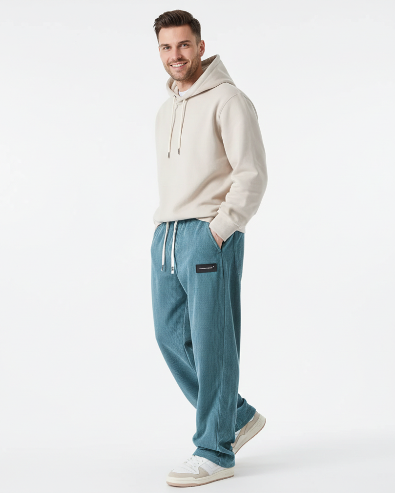 Quinnell Pánské Kalhoty Manšestrové – Nastavitelný Pas, Pohodlné Teplé a Moderní Styl