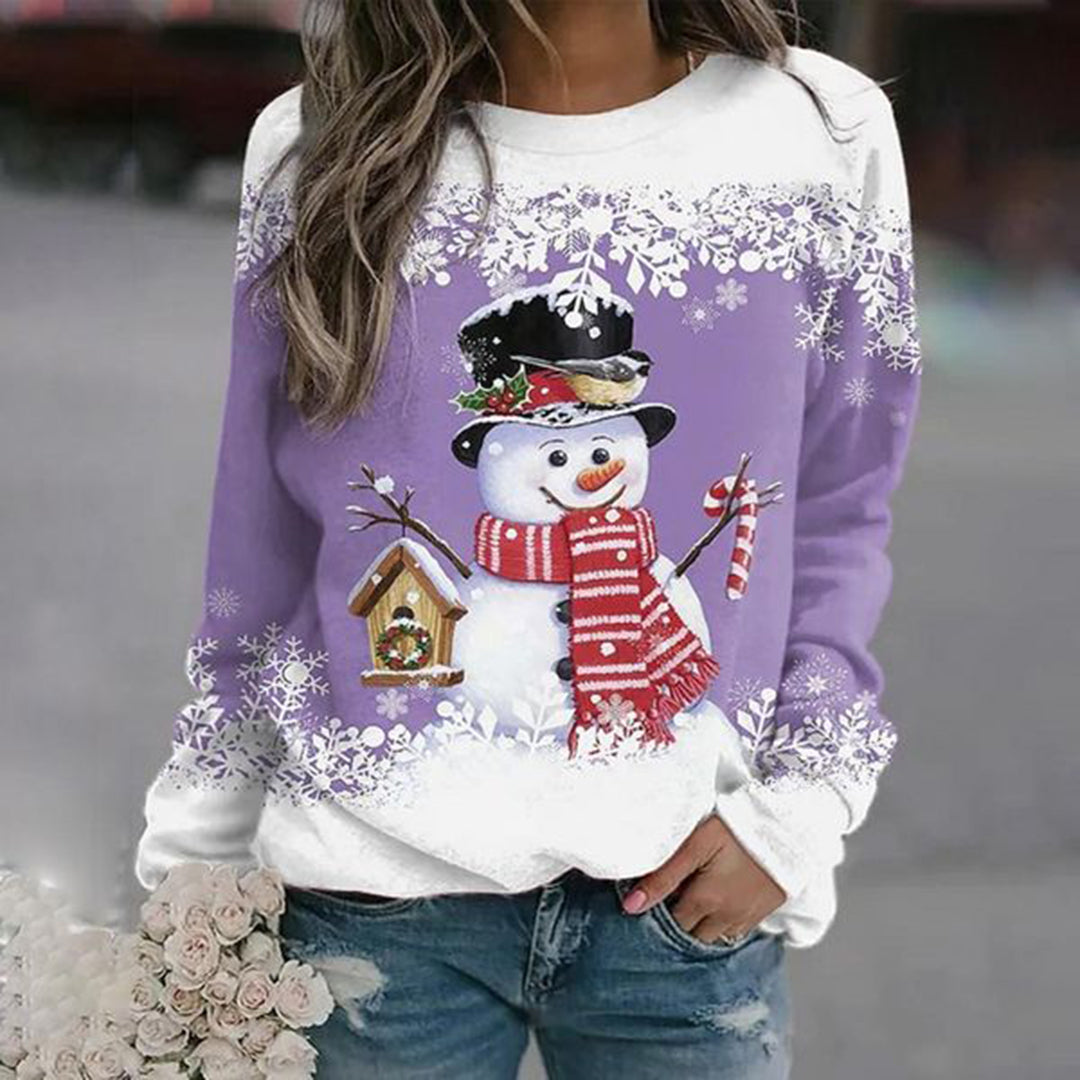 Zariah Pull Femme Noël – Confortable & Festif avec Motif Bonhomme de Neige Élégant