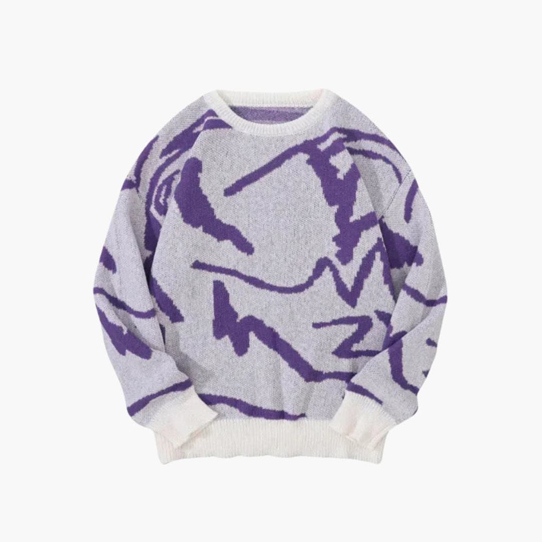 Carl Pull Homme en Maille – Suéter con patrón abstracto con dobladillo y puños acanalados para otoño/invierno