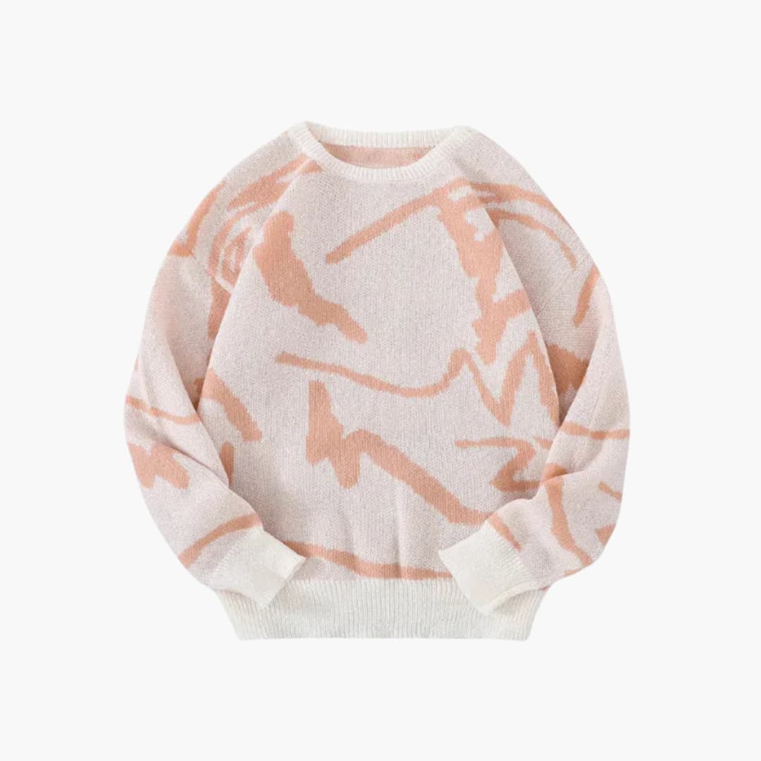 Carl Pull Homme en Maille – Suéter con patrón abstracto con dobladillo y puños acanalados para otoño/invierno