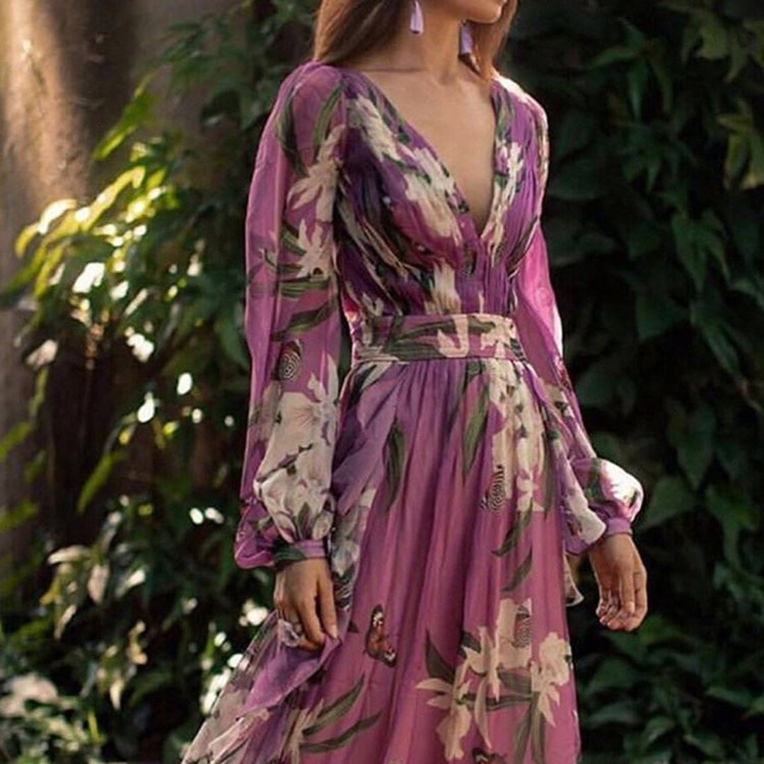 Natalia Robe Maxi Femme – Eleganz für den Sommer, leichter Polyester & fließender Schnitt Violett