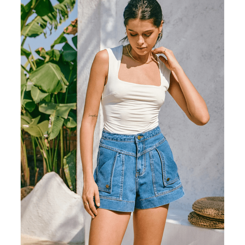 Rada Short Cargo Looksy – Flatterende Høj Talje & Trendy Cargo Lommer Sommer