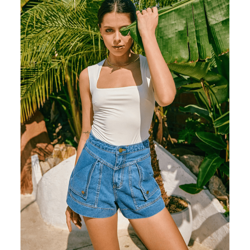 Rada Short Cargo Looksy – Flatterende Høj Talje & Trendy Cargo Lommer Sommer