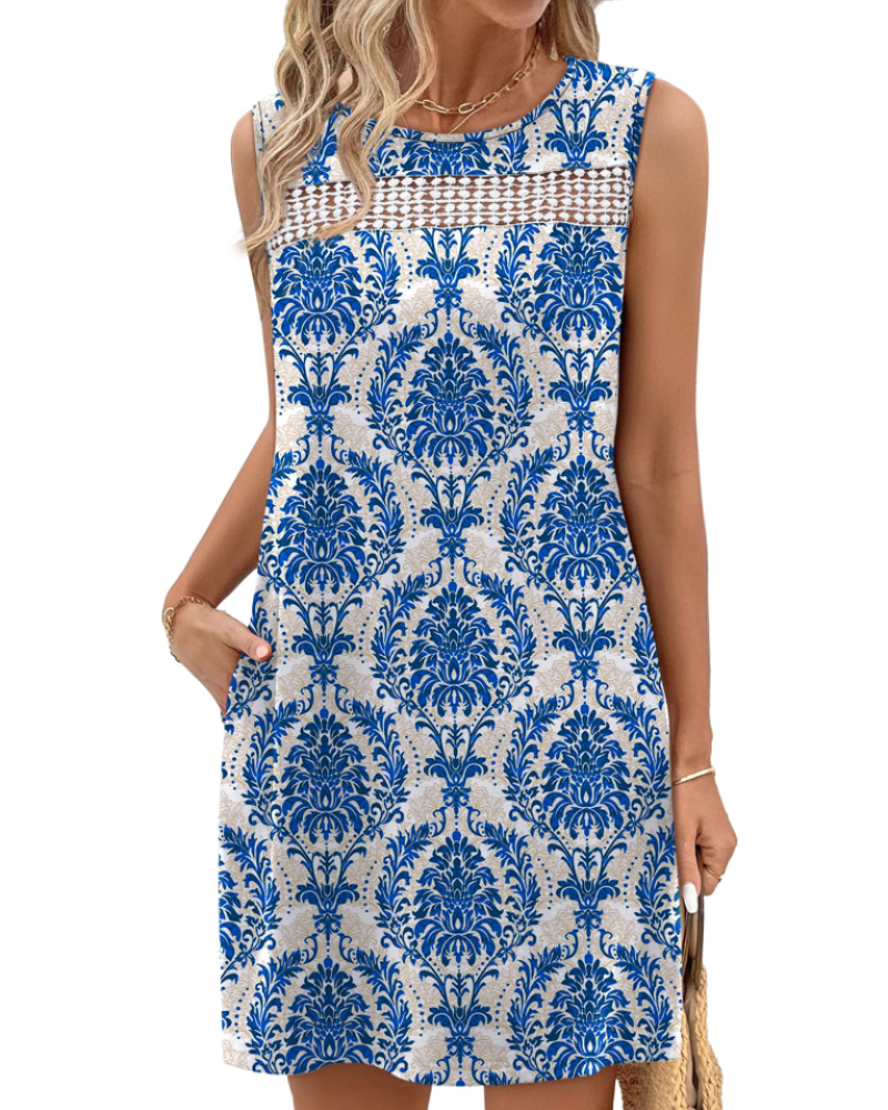 Renee Robe Mini Femme – Ljetna haljina na bretele od čipke, lepršavog kroja s džepovima, elegantnog stila