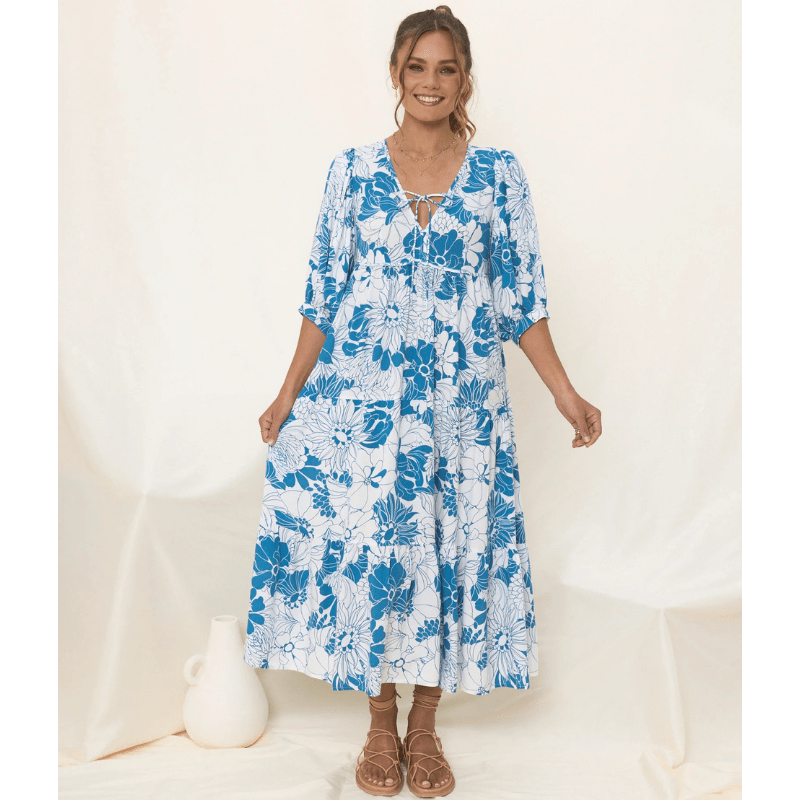 Runa Robe Mi-Longue Looksy – Blomstret Print & Let Sommer Puffede Ærmer
