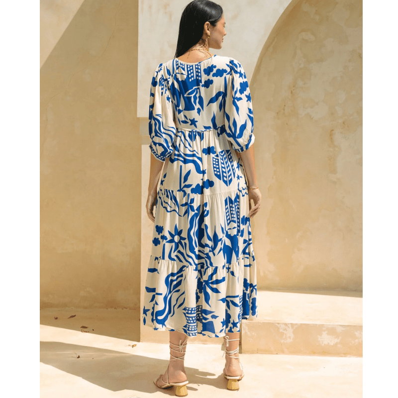 Runa Robe Mi-Longue Looksy – Blomstret Print & Let Sommer Puffede Ærmer