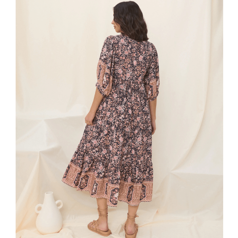 Runa Robe Mi-Longue Looksy – Blomstret Print & Let Sommer Puffede Ærmer