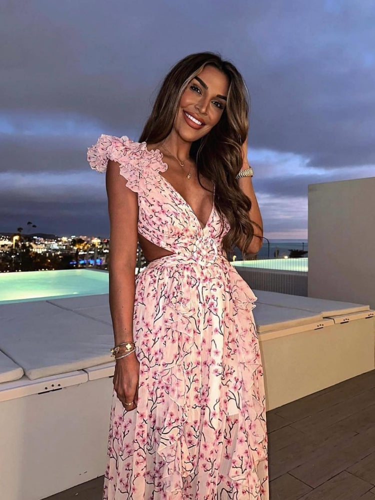 Bea Maxi Dress Woman – Floral Print, Ruffles & Airy Summer Elegance