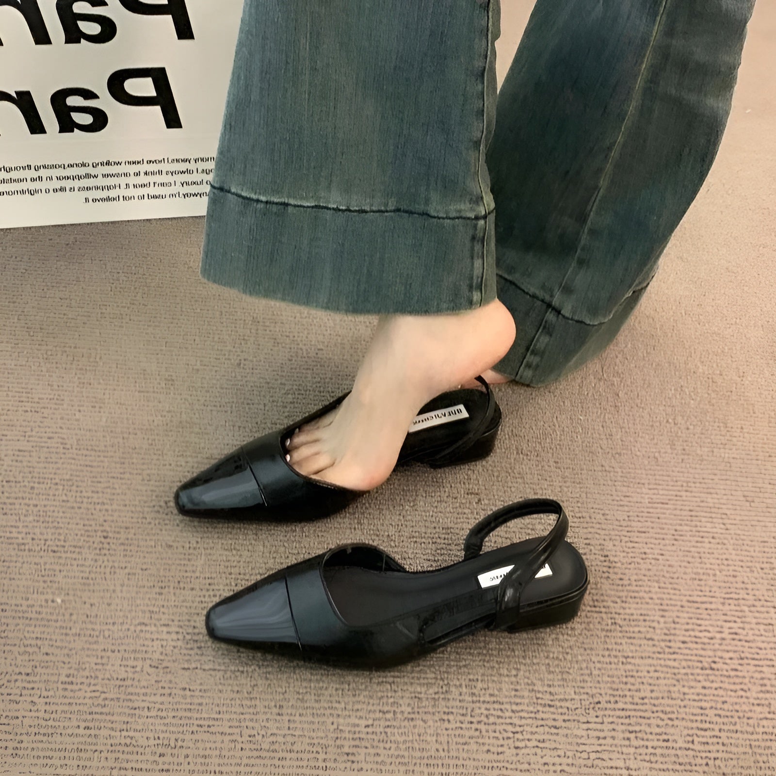 Baleriny damskie Camille – eleganckie buty ze szpiczastym noskiem i wygodnym kwadratowym obcasem