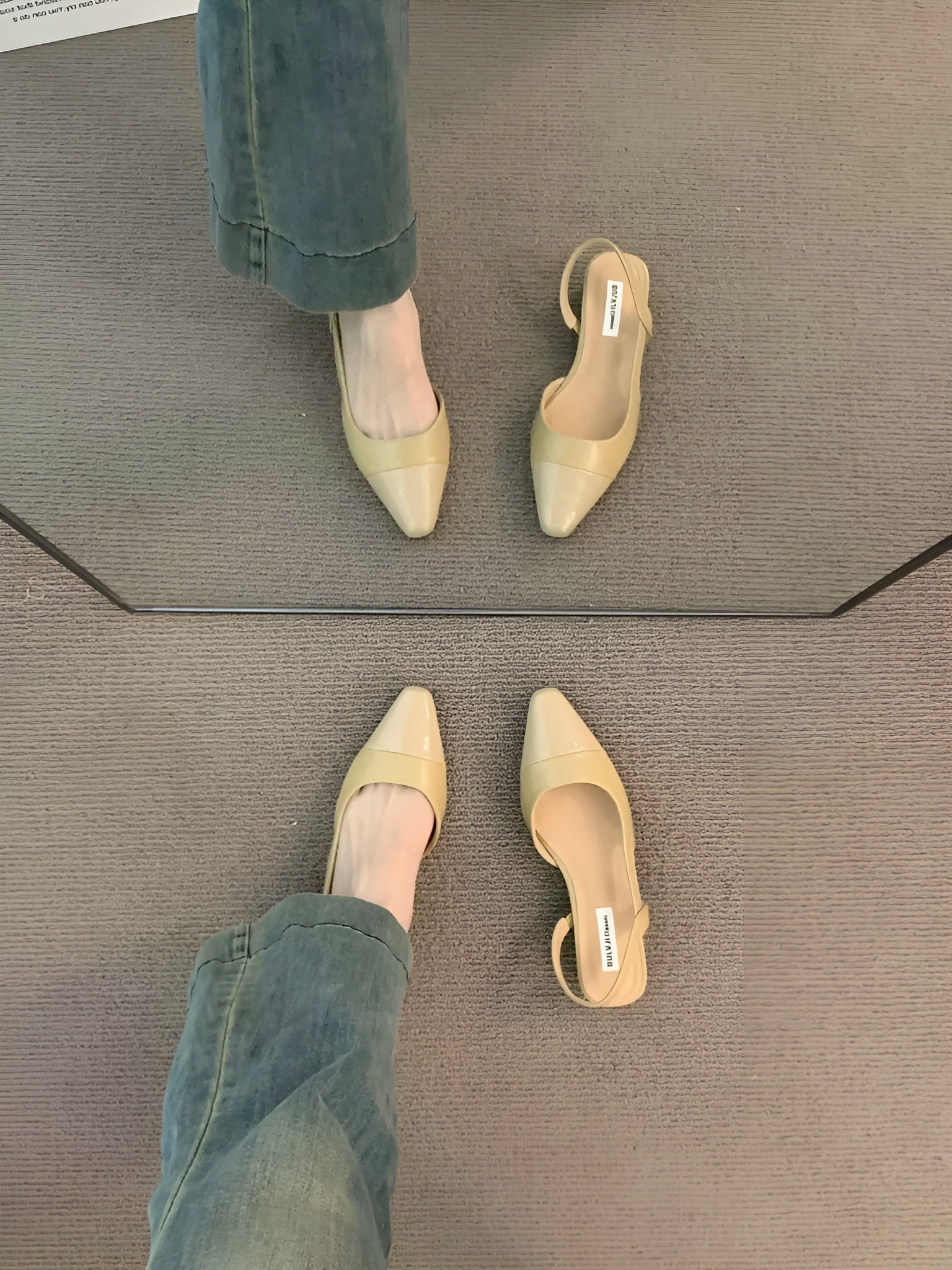 Baleriny damskie Camille – eleganckie buty ze szpiczastym noskiem i wygodnym kwadratowym obcasem