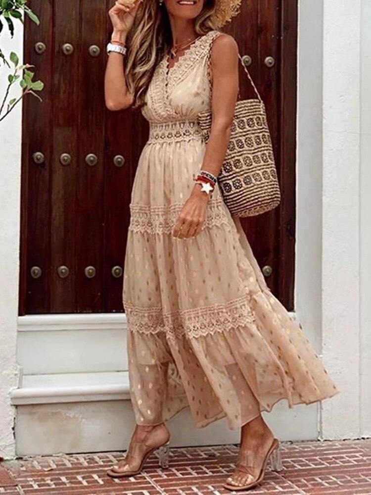 Női nyári ruha Apolline – Könnyű boho ruha elegáns szabással és folyékony anyaggal