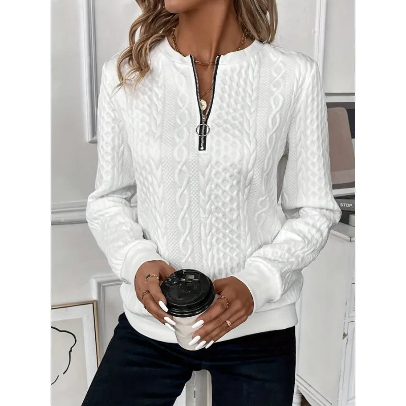 Margaux Sweat Femme Hiver – Pohodlný pletený zipový svetr s elegantním designem