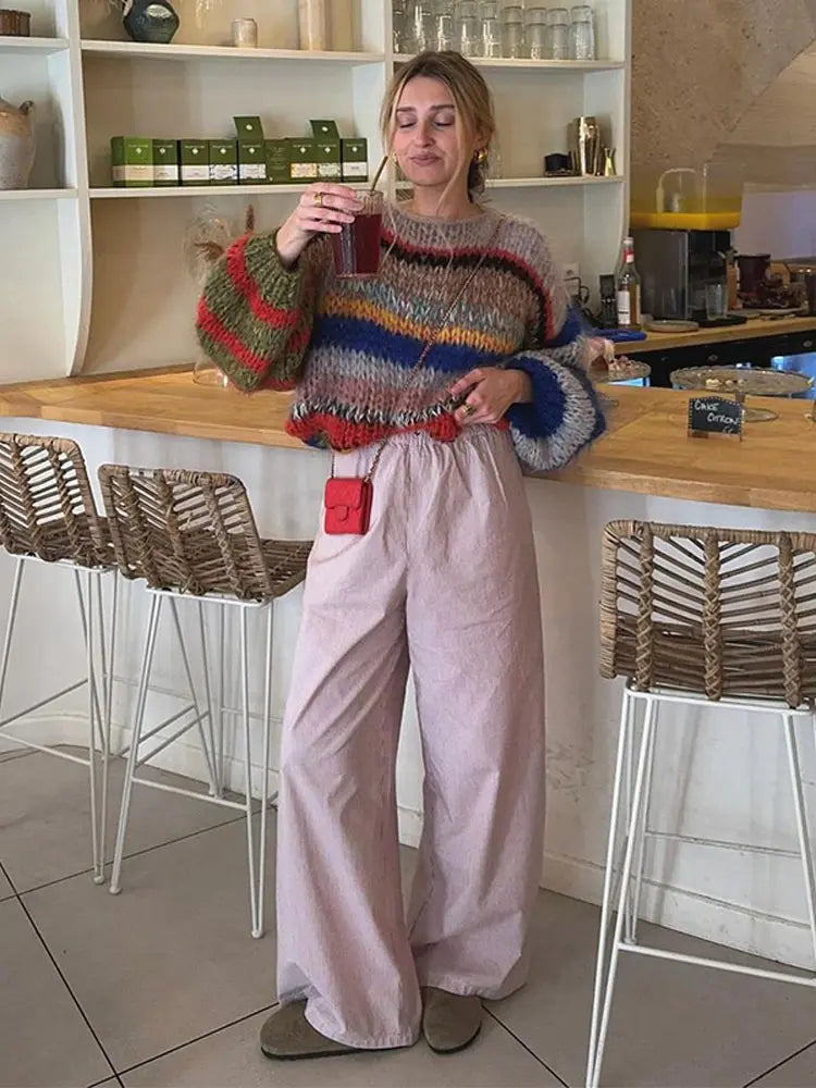 Zoé Pull Mohair Multicolore – Audacieux & Confort Douillet pour Femme