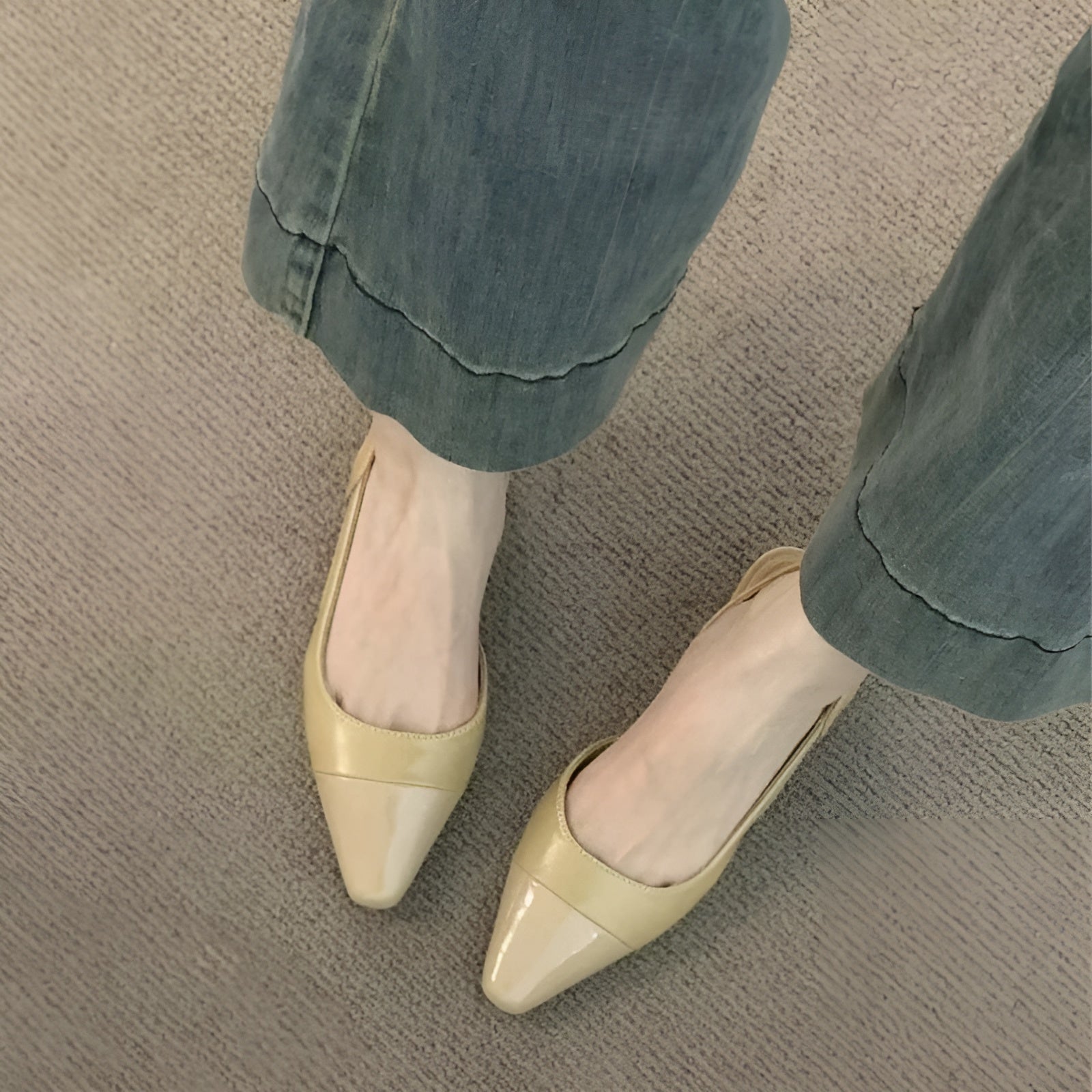 Baleriny damskie Camille – eleganckie buty ze szpiczastym noskiem i wygodnym kwadratowym obcasem